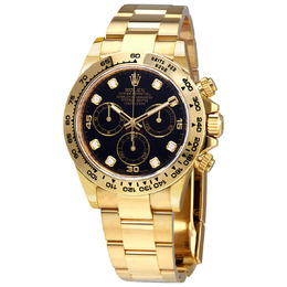 Rolex Cosmograph Daytona Black Diamond Dial Mens 18kt Yellow Gold Oyster Watch 116508bkdo