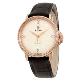 R22865765 Rose Gold PVD Stainless Steel Case with Dark Brown Leather Strap - Champagne Dial