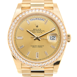 Rolex Oyster Perpetual Day-Date Champagne Diamond Dial 18K Yellow Gold Mens Watch 228348cdp