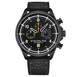 Stuhrling Original Aviator M15556 Mens Watch Black Dial