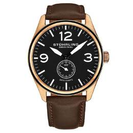 Stuhrling Original Mens Aviator Watch Black Dial M15558