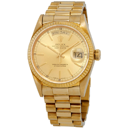 Pre-owned Rolex Day-date 18k Gold Presidential Model 18038 Champagne Dial Watch
