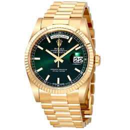 Rolex Day Date Green Dial Automatic 18K Yellow Gold Automatic Watch 118238gnsp