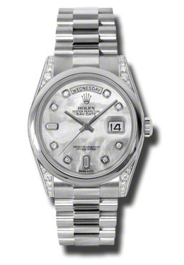 Rolex Day-Date Mother Of Pearl Dial Platinum President Automatic Mens Watch 118296mdp