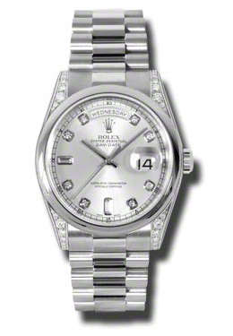 Rolex Day-Date Silver Dial Platinum President Automatic Mens Watch 118296sdp