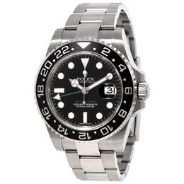 Pre-owned Rolex GMT Master II Black Index Dial Oyster Bracelet Steel Mens Watch 116710ln