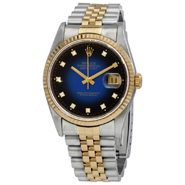 Pre-owned Rolex Datejust 36 Automatic Diamond Blue Dial Mens Watch 16233 bldj
