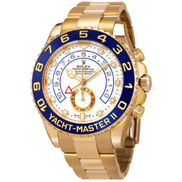 Rolex Yacht-Master II Automatic White Dial Mens 18kt Yellow Gold Oyster Watch 116688-0002