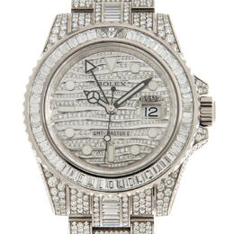 Rolex GMT Master II Diamond Automatic 18kt White Gold Set With Diamonds Mens Watch 116769tbr