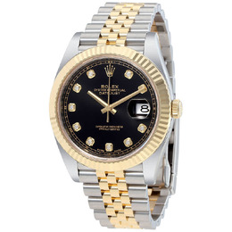 Rolex Datejust 41 Black Diamond Dial Stee and 18K Yellow Gold Jubilee Mens Watch 12633BKDJ 126333bkdj