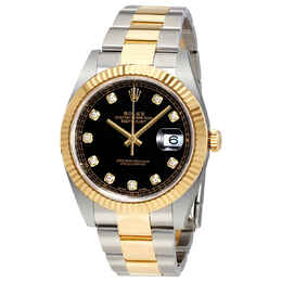 Rolex Datejust 41 Black Dial Diamond Steel and 18K Yellow Gold Oyster Mens Watch 126333bkdo