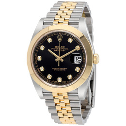 Rolex Datejust 41 Black Diamond Dial Steel and 18K Yellow Gold Jubilee Mens Watch 126303bkdj