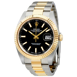 Rolex Datejust 41 Black Dial Steel and 18K Yellow Gold Oyster Mens Watch 12633BKSO 126333bkso