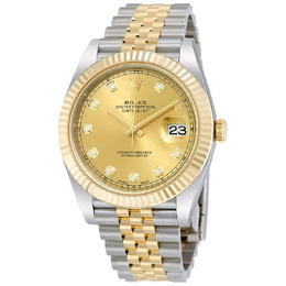 Rolex Datejust 41 Champagne Diamond Steel and 18K Yellow Gold Jubilee Mens Watch 126333cdj