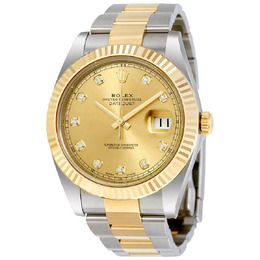 Rolex Datejust 41 Champagne Diamond Dial Steel and 18K Yellow Gold Oyster Mens Watch 12633CDO 126333cdo