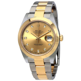 Rolex Datejust 41 Champagne Diamond Dial Steel and 18K Yellow Gold Oyster Mens Watch 126303cdo