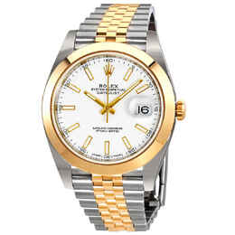 Rolex Datejust 41 White Dial Steel and 18K Yellow Gold Jubilee Bracelet Mens Watch 126303wsj