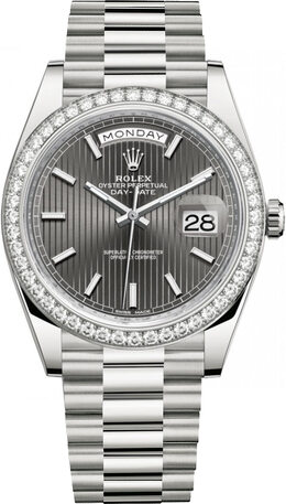 Rolex Day Date 40 Dark Rhodium Dial Automatic Mens 18kt White Gold Watch 228349drsp