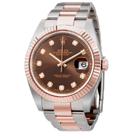 Rolex Datejust 41 Chocolate Diamond Dial Steel and 18K Everose Gold Oyster Mens Watch 126331chdo