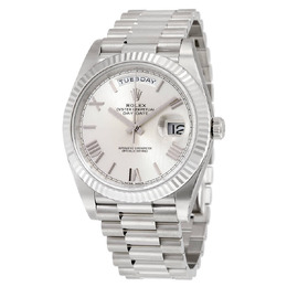 Rolex Day-Date 40 Silver Quadrant Motif Dial 18K White Gold President Automatic Mens Watch 228239sqrsp