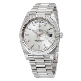 Rolex Day-Date 40 Silver Dial 18K White Gold President Automatic Mens Watch 228239ssp