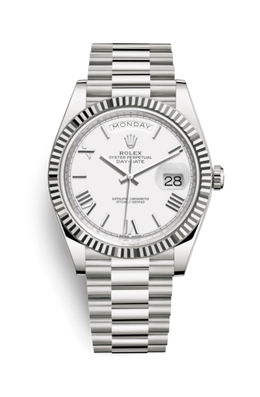 Rolex Day-Date 40 White Dial Automatic Mens 18kt White Gold President Watch 228239wrp