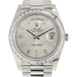 Rolex Day-Date 40 Automatic Chronometer Diamond Silver Dial Mens Watch 228396sdp