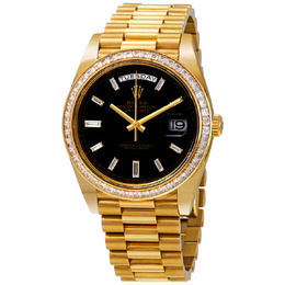 Rolex Day-Date Black Dial 18K Yellow Gold President Automatic Mens Watch 228398bkdp