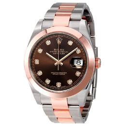 Rolex Datejust 41 Chocolate Diamond Dial Steel and 18K Rose Gold Mens Watch 126301chdo