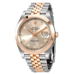 Rolex Datejust Sundust Diamond Steel and 18K Everose Gold Mens Watch 126301sndj