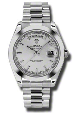 Rolex Day-Date II Silver Dial Platinum President Automatic Mens Watch 218206ssp