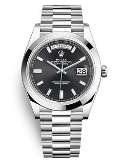 Rolex Day Date 40 Black Diamond Dial Automatic Mens Platinum President Watch 228206bkdp