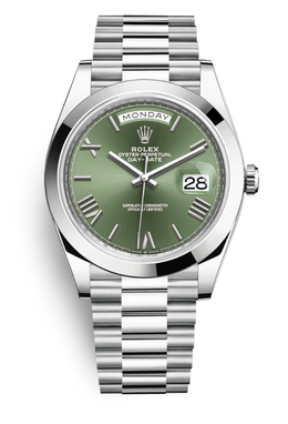 Rolex Day Date 40 Olive Green Dial Automatic Mens Platinum President Watch 228206gnsrp