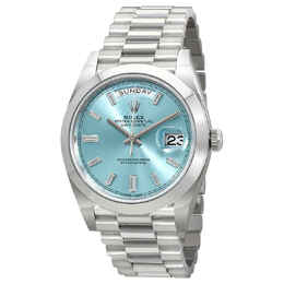 Rolex Oyster Perpetual Day-Date Ice Blue Baguette Dial Platinum President Automatic Mens Watch 228206ibldp