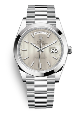 Rolex Day Date 40 Silver Dial Automatic Mens Platinum President Watch 228206ssp