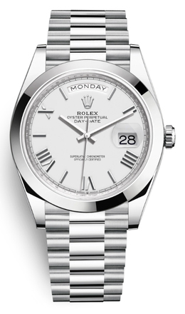 Rolex Day Date 40 White Dial Automatic Mens Platinum President Watch 228206wsrp