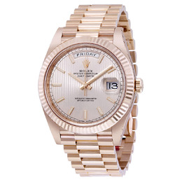 Rolex Day-Date Sundust Stripe Dial 18K Everose Gold Automatic Mens Watch 228235snssp