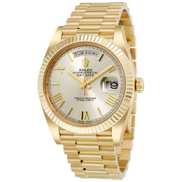 Rolex Day-Date 40 Silver Dial 18K Yellow Gold President Mens Watch 228238ssrp