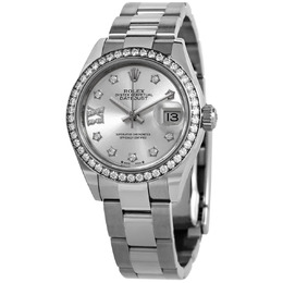 Rolex Lady Datejust Automatic Silver Roman Diamond Dial Ladies Oyster Watch 279384srdo