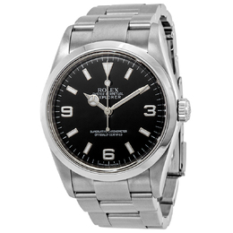 Pre-owned Rolex Explorer Mens Automatic Black Dial Watch Model 114270BKASO