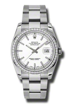 Rolex Oyster Perpetual Datejust 36 White Dial Stainless Steel Bracelet Automatic Ladies Watch 116244wso