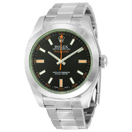 Rolex Milgauss Black Dial Domed Bezel Green Crystal Oyster Bracelet Unisex Watch 116400V 116400gv