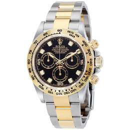 Rolex Cosmograph Daytona Black Diamond Dial Steel and 18K Yellow Gold Mens Watch 116503bkdo