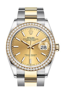 Rolex Datejust 36 Champagne Dial Mens Steel and 18kt Yellow Gold Oyster Watch 126283cso