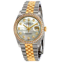 Rolex Datejust 36 Mother of Pearl Diamond Dial Ladies Steel and 18kt Yellow Gold Jubilee Watch 126283mdj