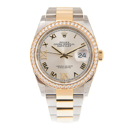 Rolex Datejust 36 Silver Diamond Dial Mens Steel and 18kt Yellow Gold Oyster Watch 126283srdo