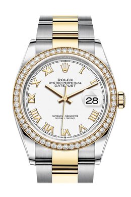 Rolex Datejust 36 White Dial Mens Steel and 18kt Yellow Gold Oyster Watch 126283wro