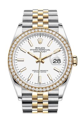 Rolex Datejust 36 White Dial Mens Steel and 18kt Yellow Gold Jubilee Watch 126283wsj