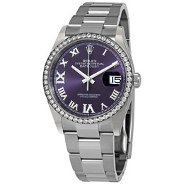 Rolex Datejust 36 Aubergine Diamond Dial Automatic Unisex Oyster Watch 126284aurdo