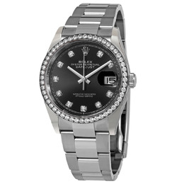 Rolex Datejust 36 Black Diamond Dial Automatic Unisex Oyster Watch 126284bkdo